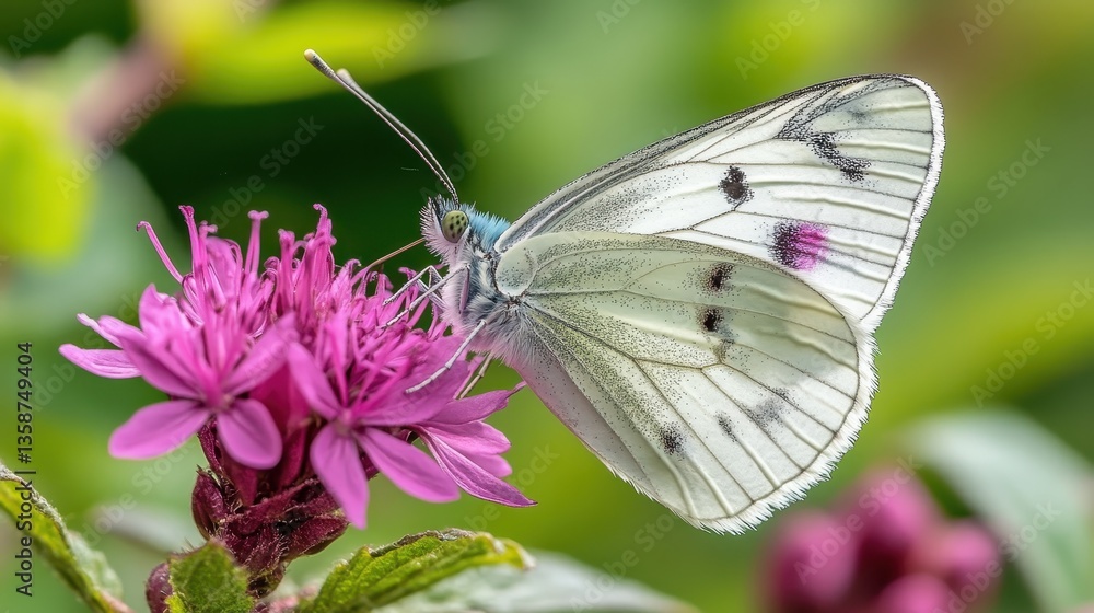 Butterfly feeding on pink flower, garden, summer Butterfly feeding on pink flower, garden, summer