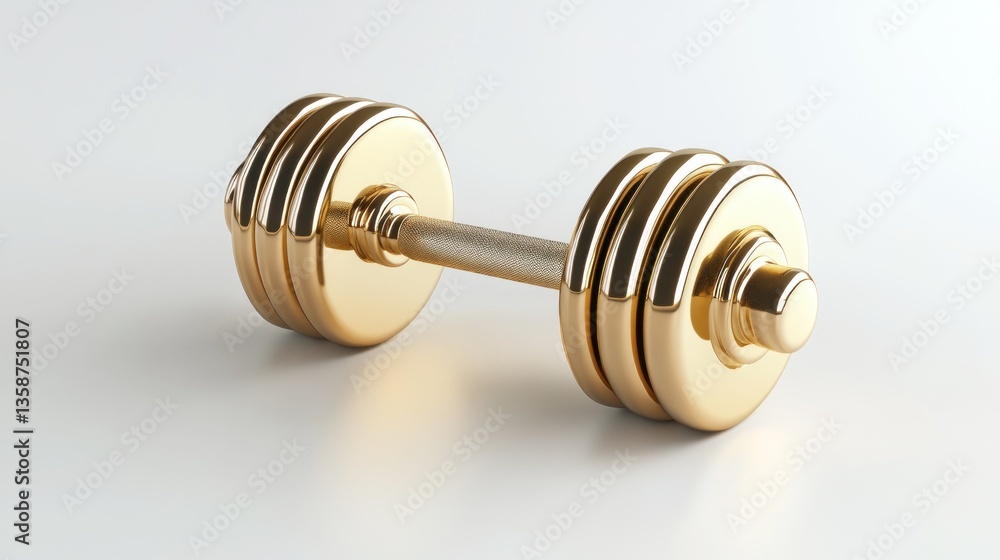 Golden Dumbbell Isolated on a White Background Golden Dumbbell Isolated on a White Background