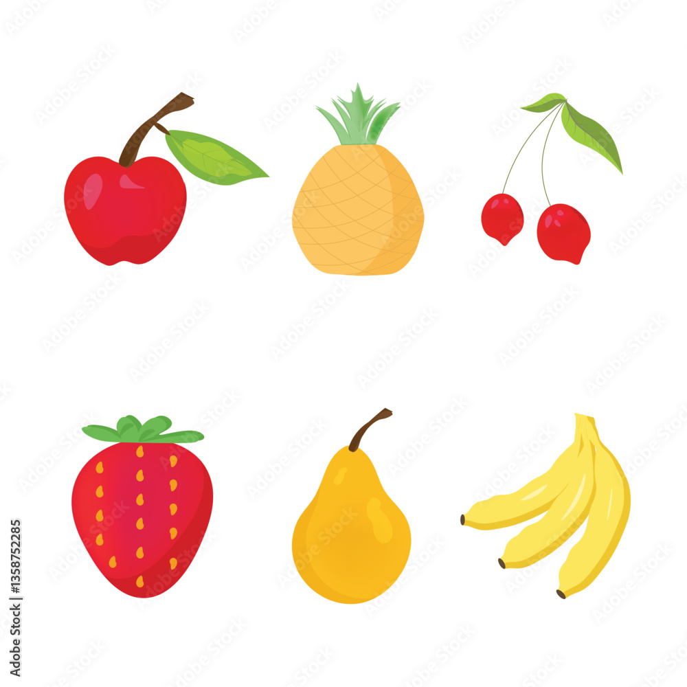 Fototapeta premium Vector Fruits design, Illustration of fresh fruit hand-drawn vector elements ,Fruit, Illustration, Vector, Apple - Fruit, Drawing 