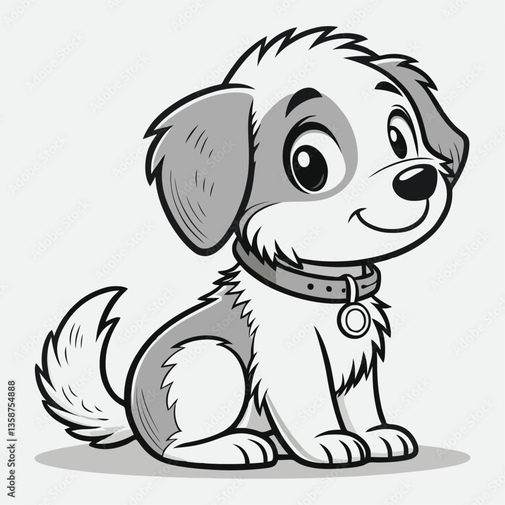 Cute cartoon dog sitting, perfect for children's books or pet-themed designs. Cute cartoon dog sitting, perfect for children's books or pet-themed designs.