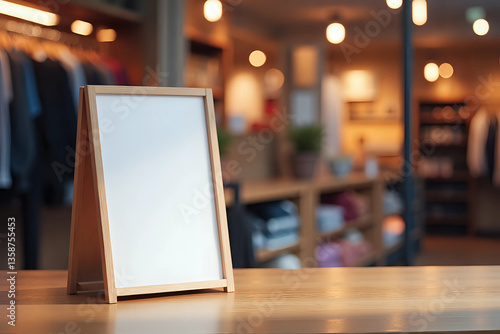 Wallpaper Mural Empty label stand template on shelve in clothing store or store front for sale promotion and discount information. Sale Banner template mockup. Torontodigital.ca