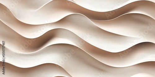 Flowing textured waves of creamy beige fabric interior design showcase modern aesthetic minimalist environment close-up view contemporary concept