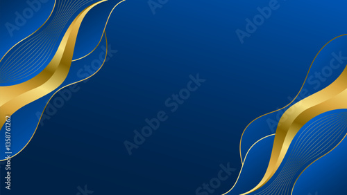 Elegant Blue and Gold Abstract Wave Background. Modern luxury design. Suitable for Invitations, awards, templates, banners, covers, posters, presentations, websites, and pages