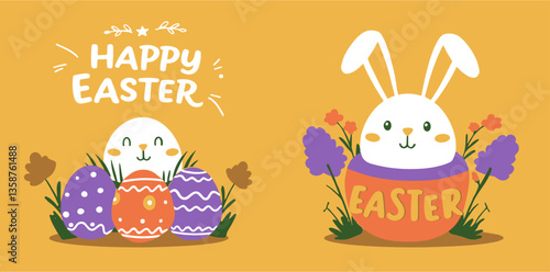 happy easter card vector illustration