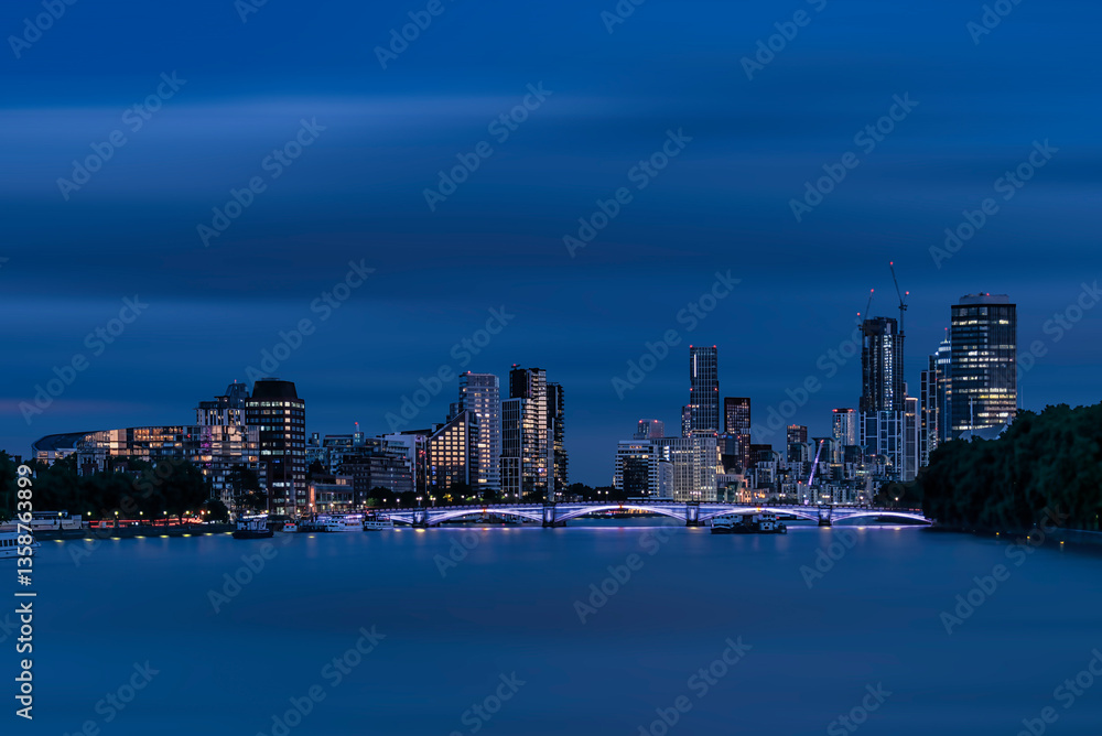 Naklejka premium Skyline of Blackfriars London-UK at evening.