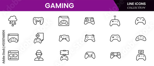 Game icon set. Gaming icon elements containing points and life bars, console, player, chess, multiplayer, casino and mobile game icons.