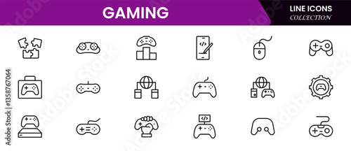 Game icon set. Gaming icon elements containing points and life bars, console, player, chess, multiplayer, casino and mobile game icons.