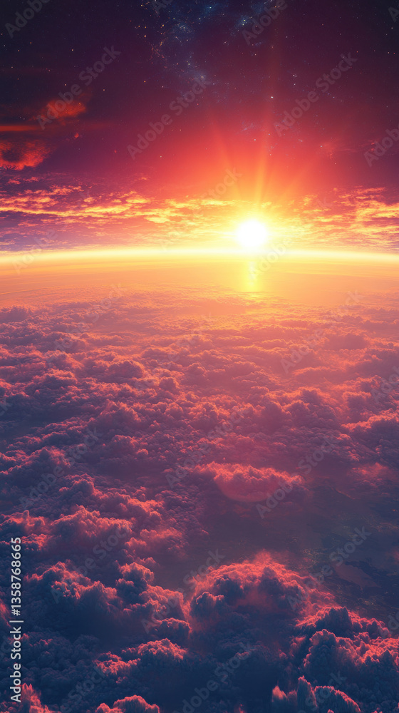 Fototapeta premium Sunset above a sea of clouds