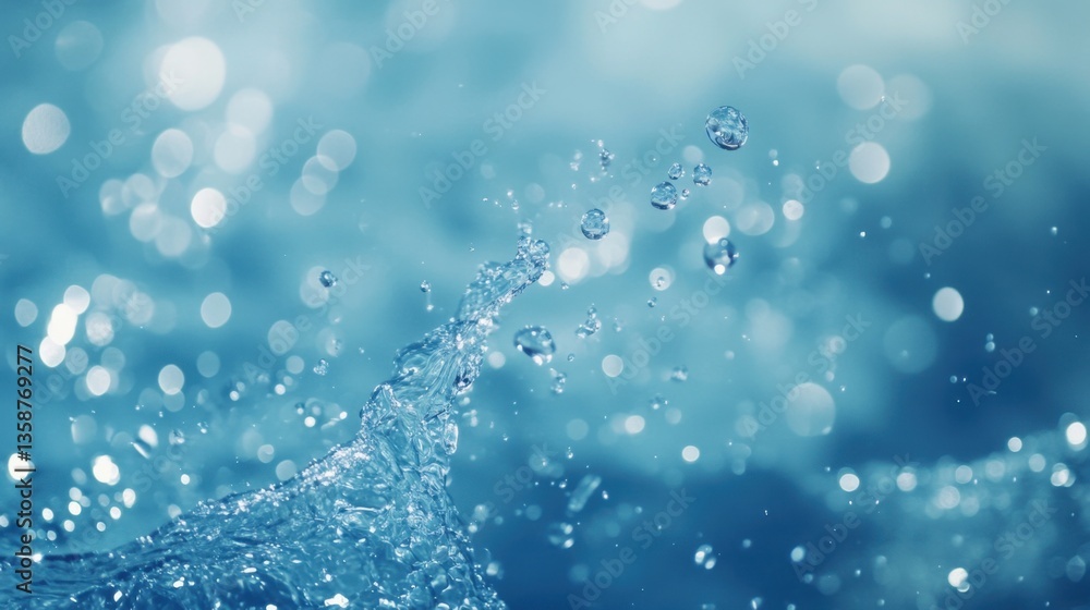 Refreshing blue water splash in motion, transparent liquid texture with floating air bubbles. Refreshing blue water splash in motion, transparent liquid texture with floating air bubbles.