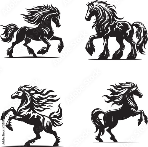 "Thunder Horse - Majestic Lightning Stallion Vector Art"