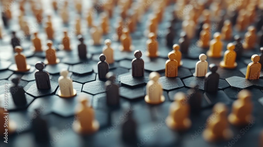 Obraz premium Diverse People on Hexagonal Grid