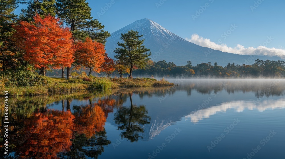 Autumn Lake View Fuji Sunrise Autumn Lake View Fuji Sunrise