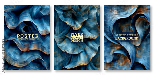 Abstract denim wave art brochure cover template design, Luxury invitation card background, denim texture, textile  art, Hand drawn texture design