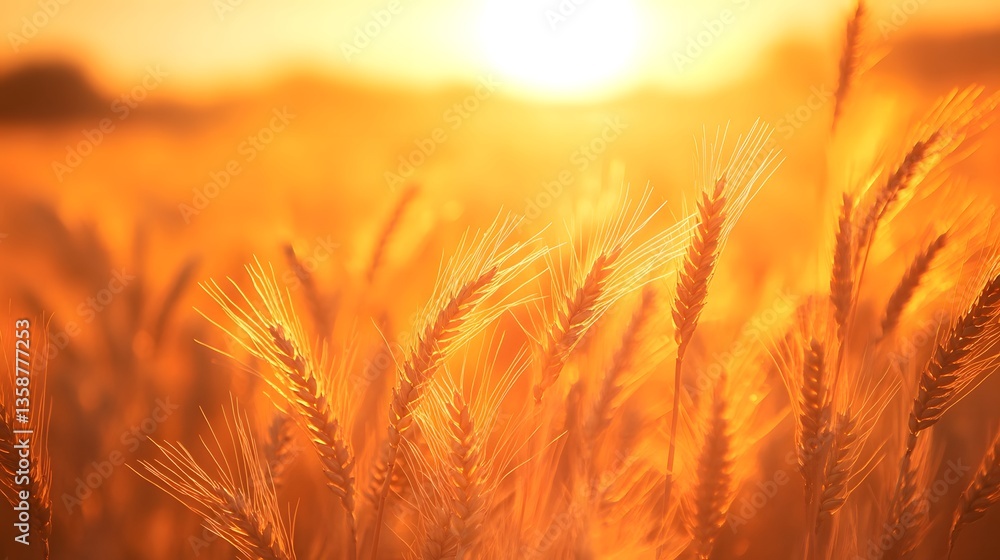 Golden wheat field at sunset with swaying stalks and warm orange glow in the sky.
Golden wheat field at sunset with swaying stalks and warm orange glow in the sky.