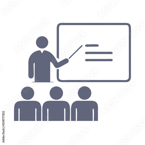 Teacher presenting lesson to group of students icon