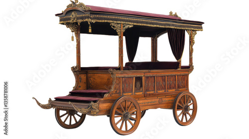 classic horse drawn carriage,vintage carriage on transparent background, isolated in PNG format, antique themed designs and creative graphic projects