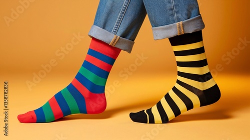 Strange Socks Day. Lonely Sock Day. The social problem of bullying.Strange socks as a symbol of Down syndrome.colorful socks for National Sock Day. Celebrate your love of socks perfect for advertising