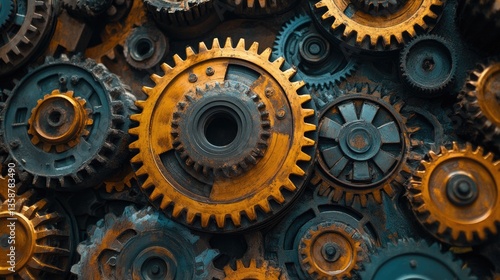 Wallpaper Mural A hypnotic mechanical pattern, creating an expansive background filled with interlocked gears that draws the eye. Torontodigital.ca