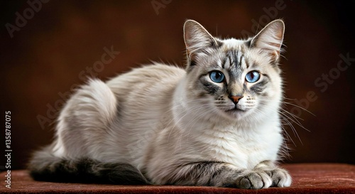 Wallpaper Mural Capture a Portrait of a Javanese Cat With Its Long, Silky Fur Flowing, Focusing on Its Striking Blue Almond-Shaped Eyes Torontodigital.ca