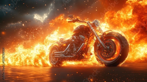 Capture the thrill and velocity of motorcycles with a high-speed motorcycle engine motor featured against a burnt orange background.