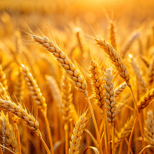 Nature’s Harvest Detailed View of Ripened Wheat Heads.