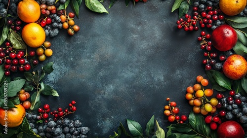 Wallpaper Mural Autumn Harvest Bounty: A Vibrant Display of Fresh Fruits and Berries Torontodigital.ca