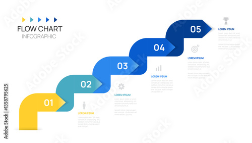 Infographic flow chart arrow business template with icons and 4 options or steps vector design.