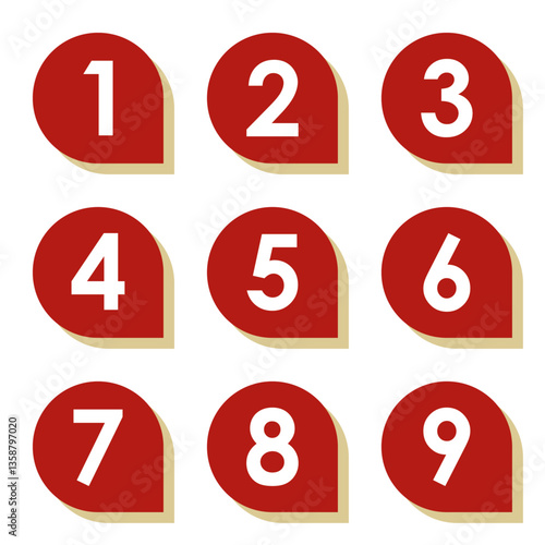 イラスト素材：数字アイコン１～９セット