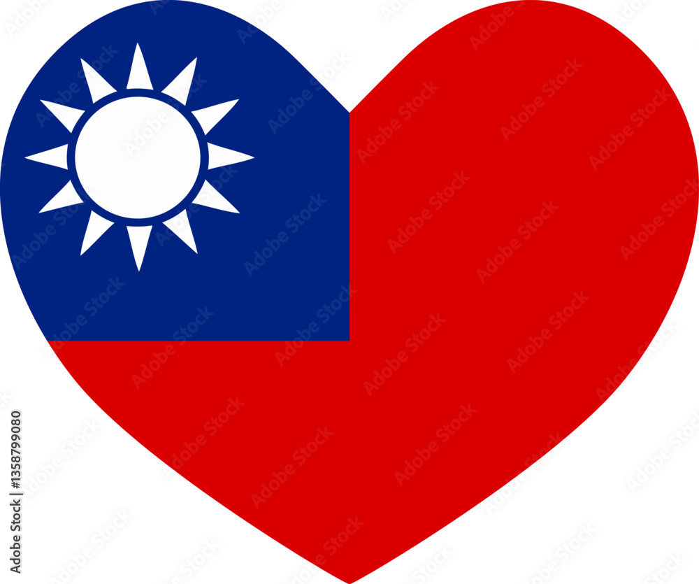 Taiwan heart shaped icon flag illustrator national Taiwan heart shaped icon flag illustrator national