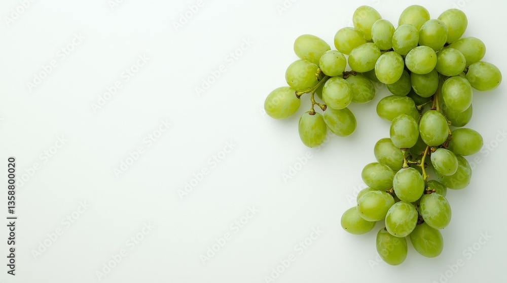 Fresh Green Grapes on White BackgroundHealthy Food ConceptImage Fresh Green Grapes on White BackgroundHealthy Food ConceptImage