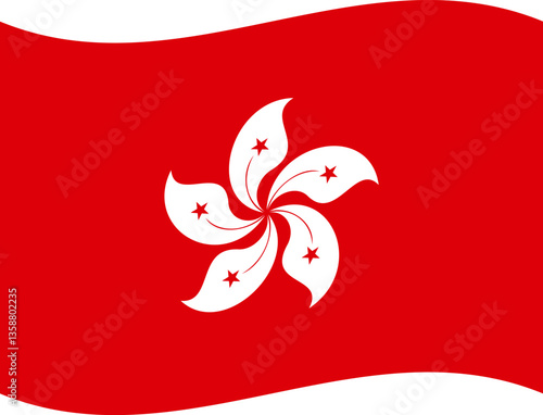 Hong Kong waving flag illustrator of national  icon