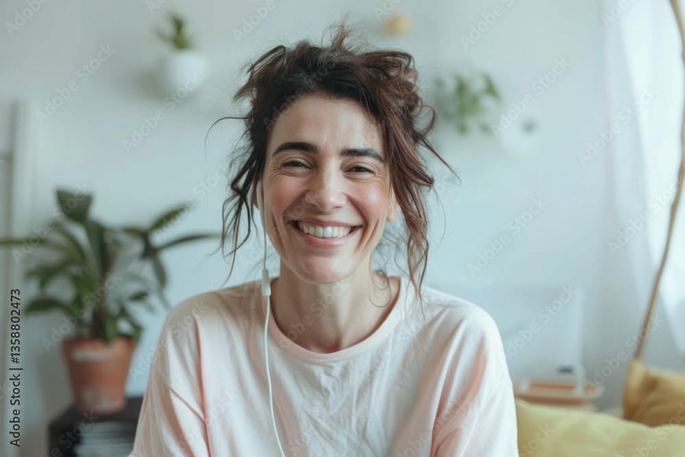Smiling woman in casual home Smiling woman in casual home