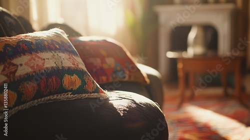 Boho-inspired sitting room with cozy design elements, soft natural light, and a warm, inviting atmosphere.
