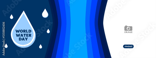 World Water Day. Banner template design with illustration of water campaigns, ads, on March 22. Horizontal