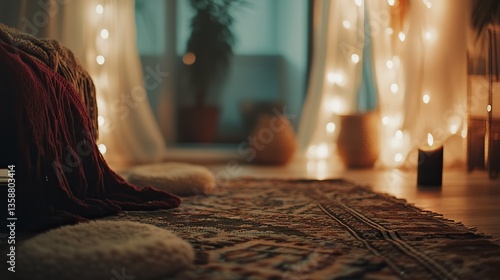 Boho-inspired sitting room with cozy design elements, soft natural light, and a warm, inviting atmosphere.
