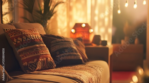 Boho-inspired sitting room with cozy design elements, soft natural light, and a warm, inviting atmosphere.
