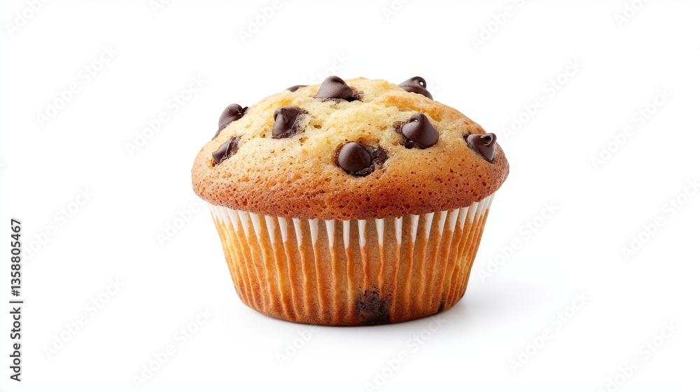 Delicious Chocolate Chip Muffin Baked Sweet Treat Single Muffin Delicious Chocolate Chip Muffin Baked Sweet Treat Single Muffin