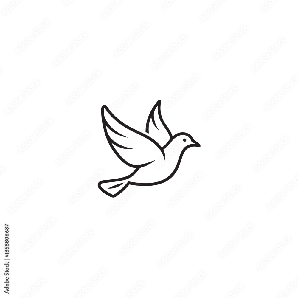 Obraz premium A minimalistic line art of a dove in graceful flight, a symbol of peace and freedom. 