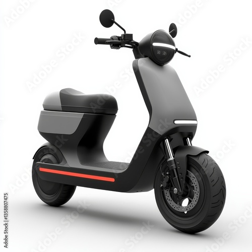 Sleek and Modern Electric Scooter with Streamlined Design and Integrated Lighting on a Pure White Background
