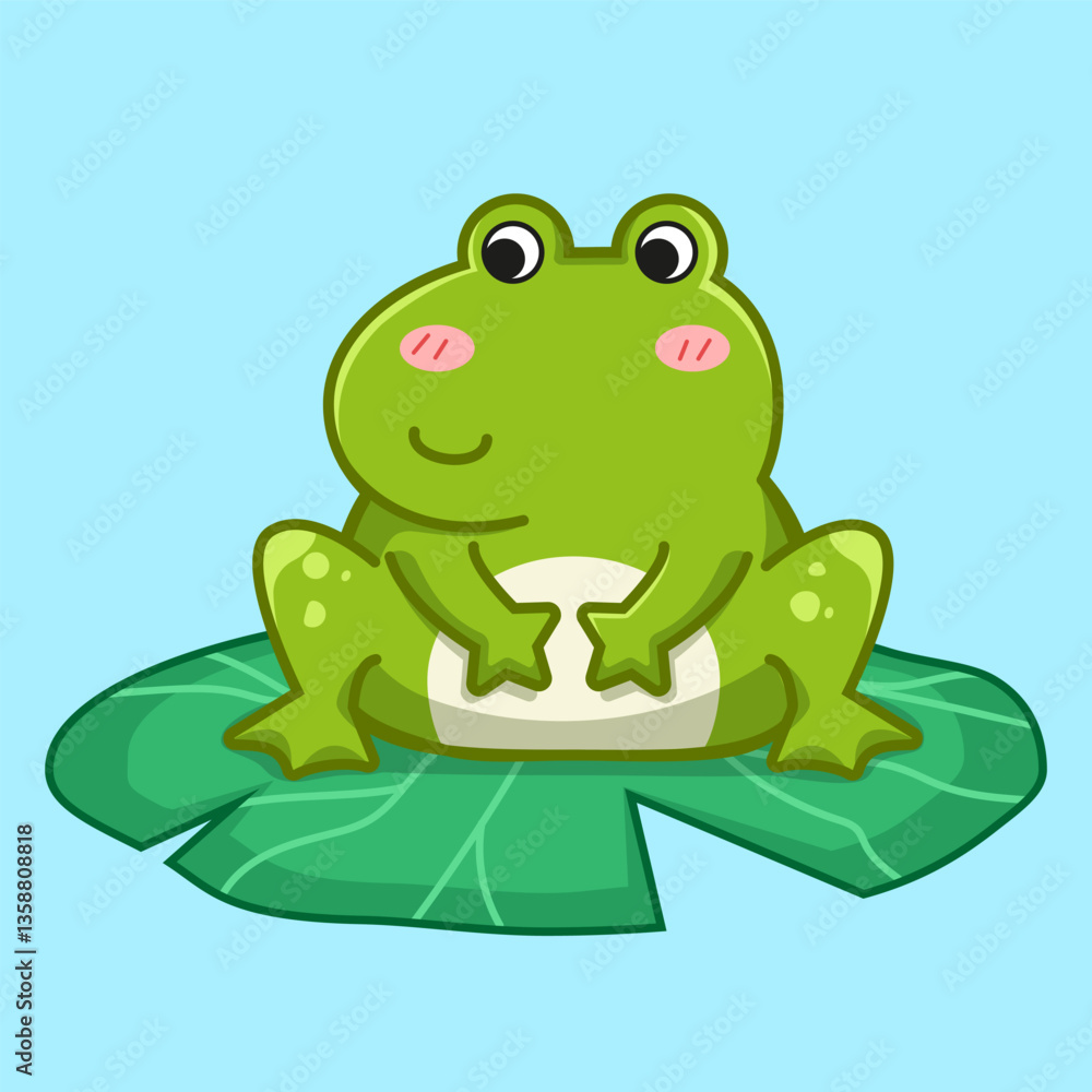 Cute frog on lotus leaf Cute frog on lotus leaf