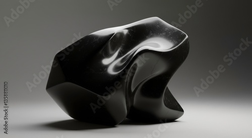 Abstract Black Marble Sculpture Modern Art Polished Stone Contemporary Design