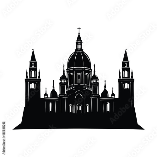 Wallpaper Mural Historical landmarks and Architecture black silhouette of simple minimal vector Torontodigital.ca