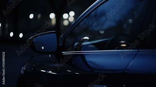 Nighttime cityscape through a car window, blurred lights and reflections, evoking a sense of urban solitude and quiet introspection.
