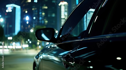 Nighttime cityscape through a car window, blurred lights and reflections, evoking a sense of urban solitude and quiet introspection.
