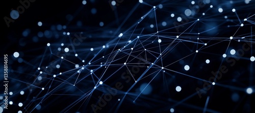 A blue image of a network of lines and dots