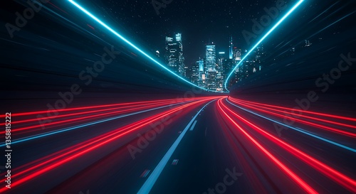 Wallpaper Mural Captivating Light Trails of a City Highway at Night with Urban Skyline Torontodigital.ca