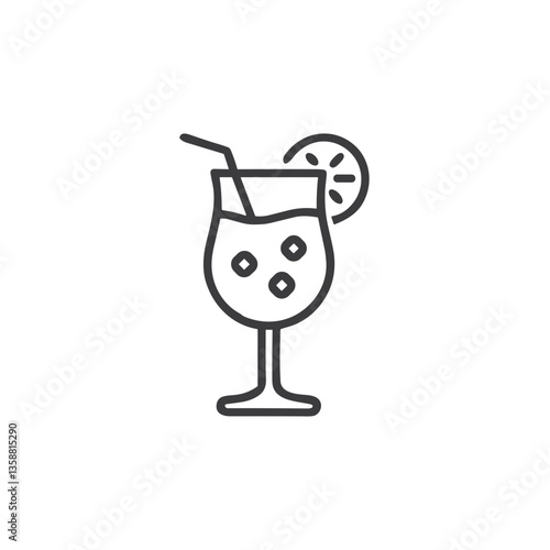 Cocktail Glass Icon for Bar Menus, Event Websites, Party Apps, Hospitality Interfaces and Beverage Industry Digital Materials