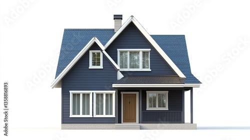 Wallpaper Mural Compact suburban house with a shingled roof sharp textures vibrant HD details isolated on a minimalist white background.   Torontodigital.ca