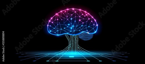 A brain is shown in a computer generated image with a blue