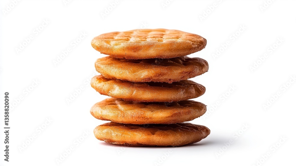 Stack of Crispy Brown Crackers Ready to Eat Delicious Snack Food Stack of Crispy Brown Crackers Ready to Eat Delicious Snack Food